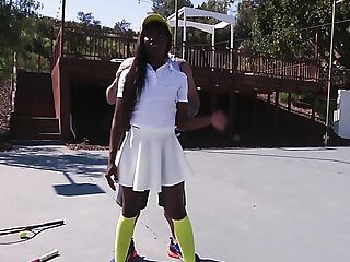 Big Arse Dark-hued Cougar Ana Foxxx Fucked In Booty By Her Tennis...